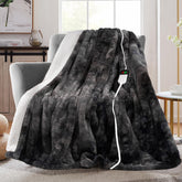 MAXEVE electric heated throw blanket wide view shows sofa-ready warmth and comfort