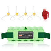 Maxofpowr upgraded 6800mAh battery front view powering Roomba for longer cleaning sessions