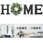MAYICIVO wooden home letters with wreath on wall for warm farmhouse welcome.