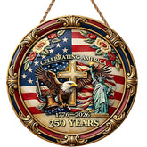 MBDFUT USA 250th eagle sign on rustic wood, perfect porch or door display.