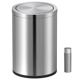 Mbillion small trash can with swing lid in brushed silver, ideal for desktop waste.