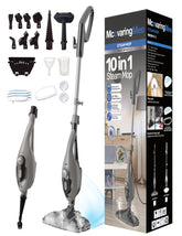 McovaringMee steam mop front view showing powerful cleaning for tough stains on floors.