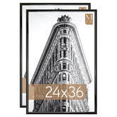 MCS Trendsetter 24x36 frame front view with sleek black high-gloss finish for clear poster display