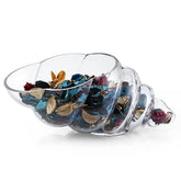 MDLUU glass shell vase 11-inch seashell potpourri holder on a coastal shelf.