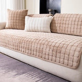 MDSASFD velvet couch cover front view with quilted pattern for stylish sofa protection.