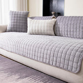 MDSASFD velvet couch cover front view showing snug fit and protection benefits