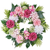 MDSTBN 24-inch spring wreath on front door with silk blooms for year-round charm