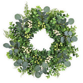 MDSTBN eucalyptus wreath on front door showing 26inch diameter for curb appeal