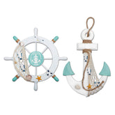 Meching ship wheel 11 inch white-green wall decor focal point