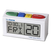 MEDCENTER Talking Alarm Clock front view with clear display for easy reading