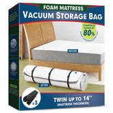 Meersburg vacuum mattress bag showing compression for easy storage and transport