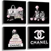 Meetdeceny black and white wall art with pink book pictures for teen room decor