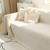Meetsky couch cover for 3-cushion beige sofa protects against wear while adding style
