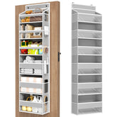 Mefirt over-the-door organizer shows a 6-shelf setup for clutter-free storage.