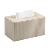 MEIBOOCH extra-large tissue box cover full view, beige PU leather finish, durable and stylish.