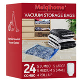 MEIQIHOME vacuum seal bags collection demonstrates space-saving storage for closets and luggage.