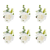 Meldel white ivory rose wrist corsage set of six for coordinated bridal party looks