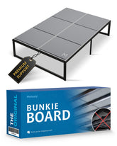 Meliusly low-profile bunkie board under-bed view provides stable mattress support.