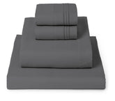 Mellanni queen sheets set folded on bed, highlighting soft, luxurious texture for year-round comfort.