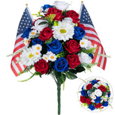 Memobloom memorial day bouquet with 36 heads for dignified cemetery display