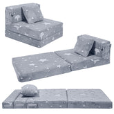MeMoreCool Kids Tri-Fold Sofa Bed full view shows versatile seating and lounging