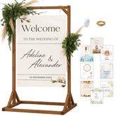 Merrifete wooden welcome sign stand for sturdy indoor display at weddings and events.