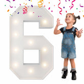 Merry Mosaics 3FT light-up number 6 front view for memorable birthday photos