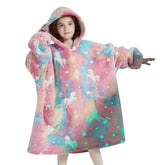Mewkou wearable blanket hoodie for kids with hood and pockets for warm playtime.