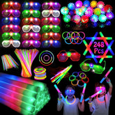 MEZHOBBY 248 pcs glow in the dark party supplies for a vibrant neon atmosphere at events