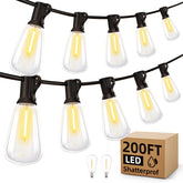 MGVIH outdoor string lights 200ft illuminate patios with warm ambience.