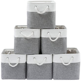 MidmmVick cube storage bin in white and grey ready for shelf organization
