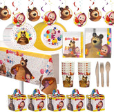 Mighty Mojo Masha and the Bear hanging decorations for vibrant party setup