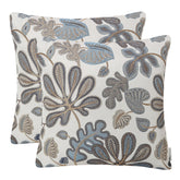 Mika Home tropical leaf jacquard pillow cover in blue cream enhances sofa styling