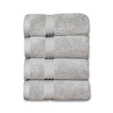 Milara wash cloths in silver gray with hanging loops for quick drying.