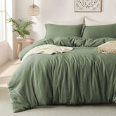 MILDLY duvet cover olive green main view highlighting soft microfiber fabric