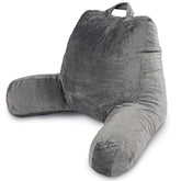 Milliard reading pillow with arms grey cover provides ergonomic back support for bed reading
