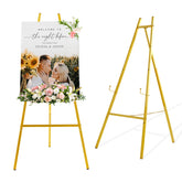 Milostelom 43.5-inch gold easel stand displaying a wedding sign with sturdy support