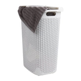 Mind Reader slim hamper with lid for tidy bathroom storage and concealed laundry.