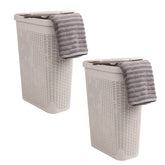 Mind Reader Slim Laundry Hampers Ivory, top view showing wide opening for easy loading.