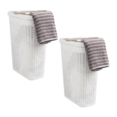 Mind Reader slim laundry hamper with lid, closed for discreet storage in tight spaces