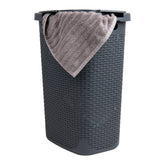 Mind Reader slim laundry hamper with lid, 60L capacity, top view for narrow spaces.