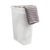 Mind Reader Slim Laundry Hamper with Lid keeps clothes hidden and tidy