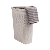 Mind Reader slim laundry hamper with lid keeps clothes tidy and out of sight.