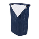 Mind Reader slim laundry hamper top view illustrates space-saving vertical design.