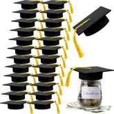 Mindsoft graduation cap lid with tassel adds a festive touch to mason jars.