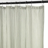 Mindsoft Stripe Cotton Toile Shower Curtain in green and white ticking stripe for classic bathroom style