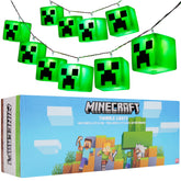Minecraft Creeper string lights brighten walls with pixel-perfect decor for a kid's room.
