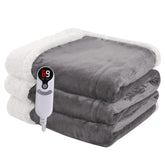 Minervada heated blanket full-size on couch showing cozy warmth for evenings