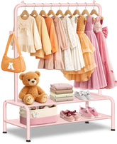 Mirolam kids clothing rack front view showing sturdy stability for small wardrobes.