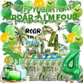 Miruwtog dinosaur banner for Happy Birthday enhances party decor and photos.